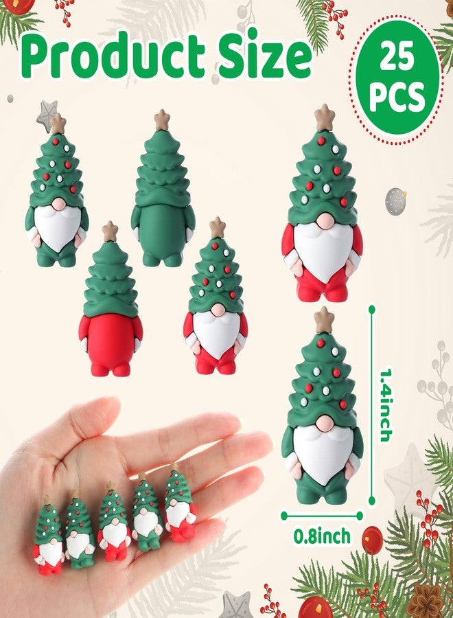 Sonwyoung 25 Pcs Mini Christmas Gnome Figurines Including Red and Green Tiny Christmas Tree Hat Gnomes Figures for Hide and Seek Little Rubber Statue for Xmas Gifts Winter Table Xmas Tree Decoration - Image 2